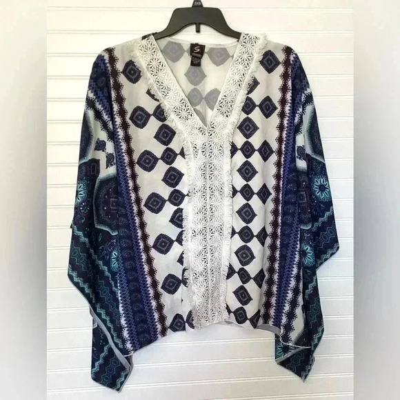 Studio Ey Boho Geometric print Top Blouse size large - Picture 1 of 7